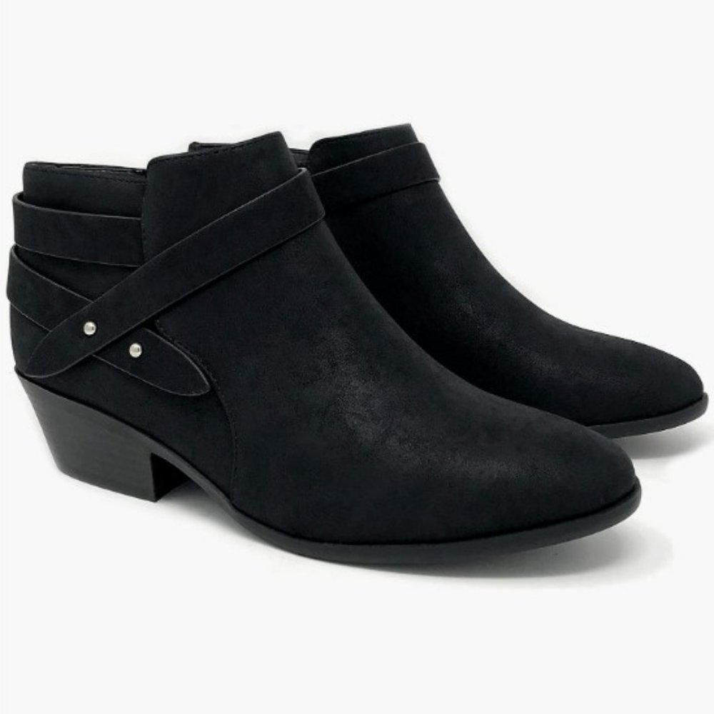Soda SWEETEN Women's Fashion Closed Toe Multi Strap Ankle Bootie Block Heel